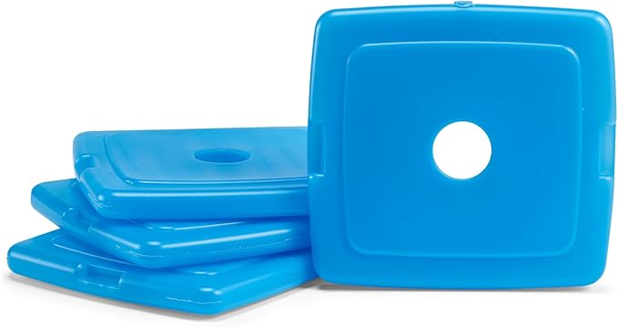 Cool Coolers by Fit + Fresh, 4 Pack Slim Ice Packs, Space Saving Reusable Ice Packs for Lunch Boxes or Coolers, Blue, Single Pack