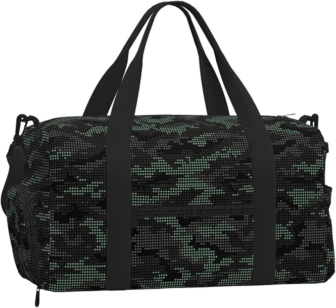Abstract Dots Camouflage Sports Gym Bag For Men Women Travel Duffel Bag With Shoe Compartment Water Resistant Gym Bag Carry On Duffel Bag For Yoga Gym Sports Weekend Traveling