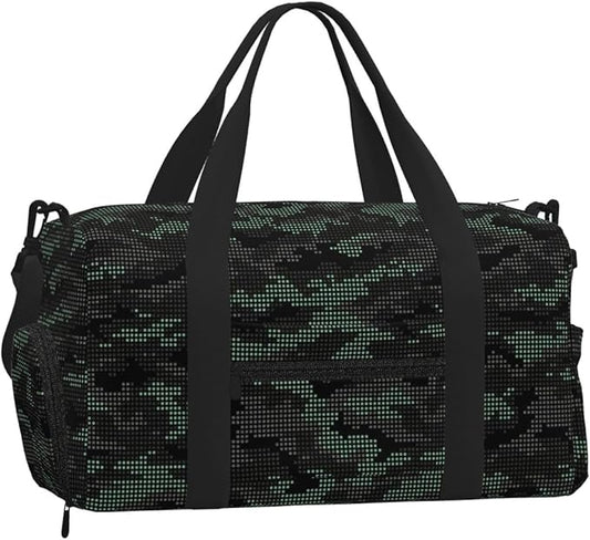 Abstract Dots Camouflage Sports Gym Bag For Men Women Travel Duffel Bag With Shoe Compartment Water Resistant Gym Bag Carry On Duffel Bag For Yoga Gym Sports Weekend Traveling