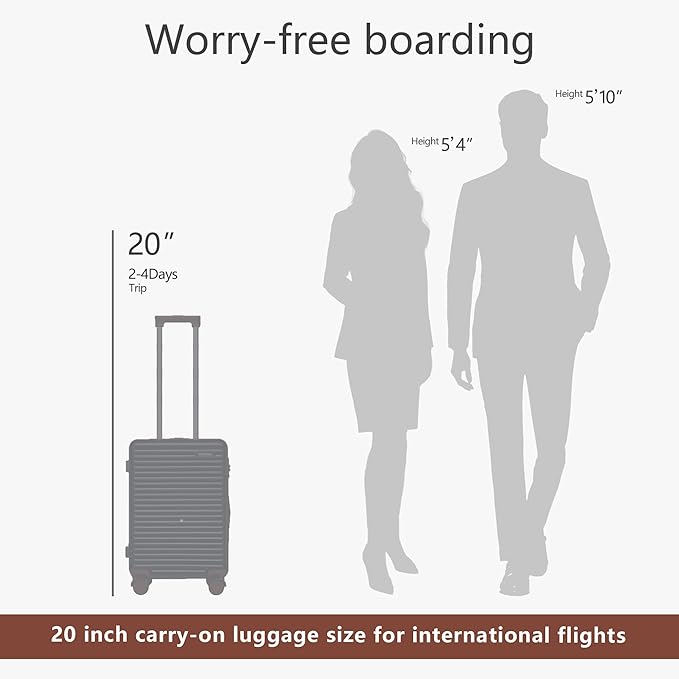 20-Inch Carry on Luggage,Carry-on Suitcase with Spinner Wheels and TSA Lock, 22x14x9 Airline Approved,Hardside Lightweight Travel Carry-on Luggage,Small Rolling Luggage (Silvery, 20 IN)