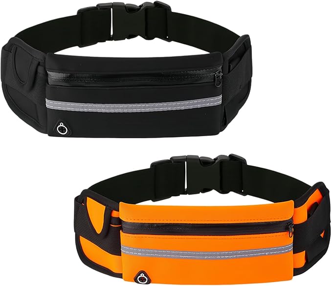Anti-Theft Invisible Waist Bag, Anti-Theft Money Belt Multifunctional Outdoor Sports Waist Bag for Sports, Travel & Daily Use (Black+Orange)