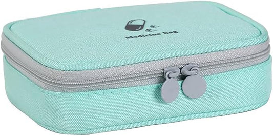 Small Empty First Aid Bag, Compact Travel Medicine Pouch Double Zippers Cute Pill Pocket for Travel Home,Green