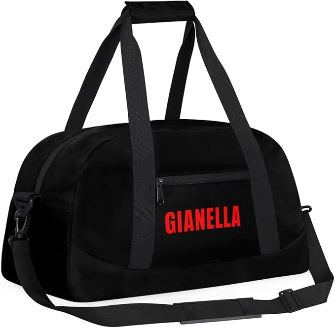 Black Personalize Kids Duffel Bag With Custom Name Text Carry-On Overnight Travel Gym Lightweight Dance Sports Bags For Boys Girls Kids