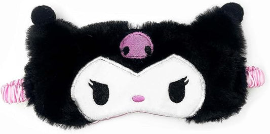 Kawaii Anime Plush Sleep Eye Mask, Cute Cartoon Animal Blackout Sleeping Eye Cover for Girls Women Kids (Kuro)