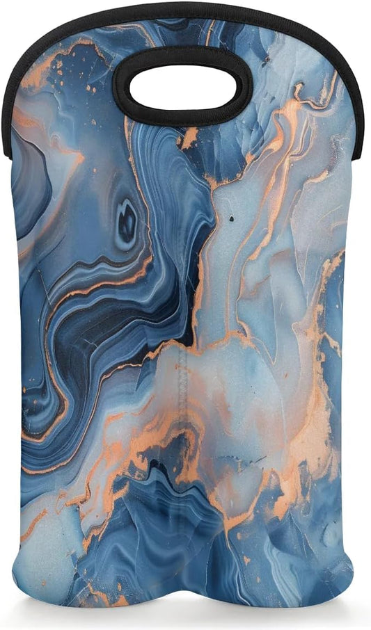 Wine Carrier Tote Personalized Bag for 2 Bottles - Neoprene Wine Bottle Holder with Carry Handle, Wine Protective Bag Insulated Bag Beer Cans Water Bottle Holder for Travel Picnic,Style24