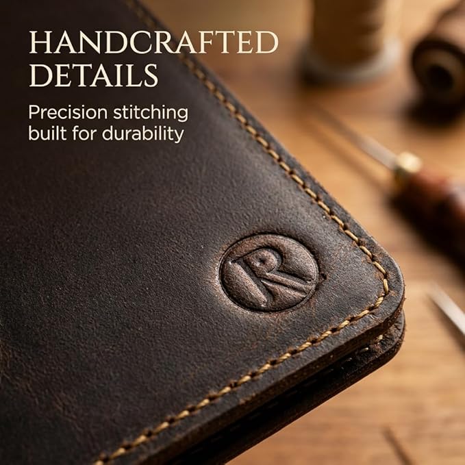Rustique Leather Passport Holder Collection - Handmade Travel Wallet & Organizer - Full Grain Crazy Horse Leather Covers for Men & Women (Multiple Styles) (Vertical Wallet - Smoky Bourbon)