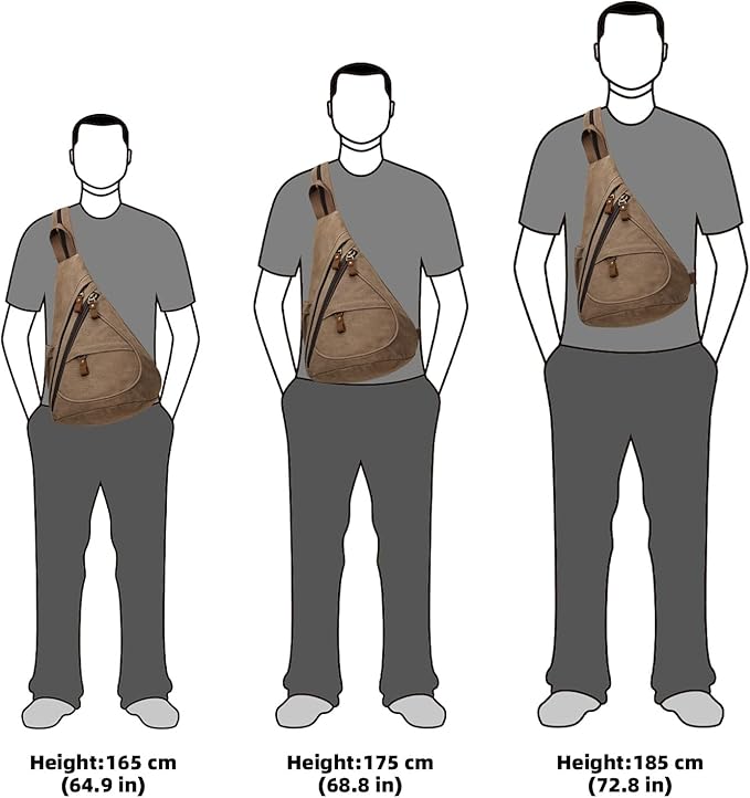 KL928 Canvas Sling Bag - Small Crossbody Backpack Shoulder Casual Daypack Rucksack for Men Women(Large Version,Brown)