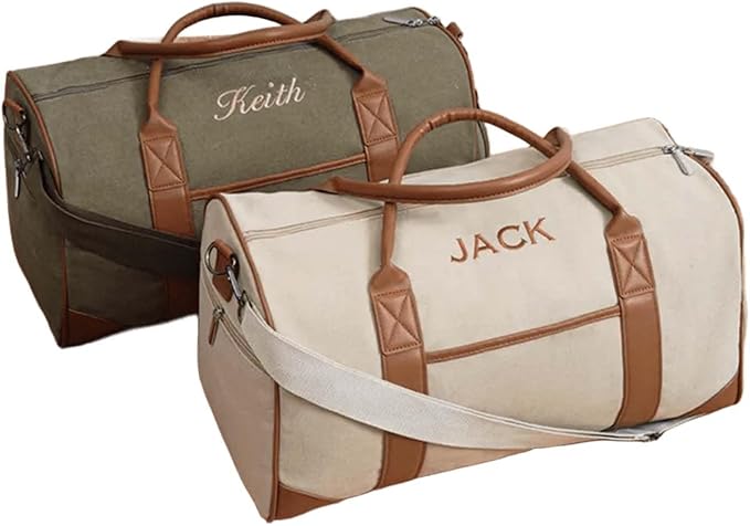 Personalized Name Duffel Bags, Custom Embroidered Travel Bag for Men and Women Waterproof Gym Tote Custom Canvas Sports Bag Ideal Wedding, Father's Day, Groomsmen Gifts (Style 1)