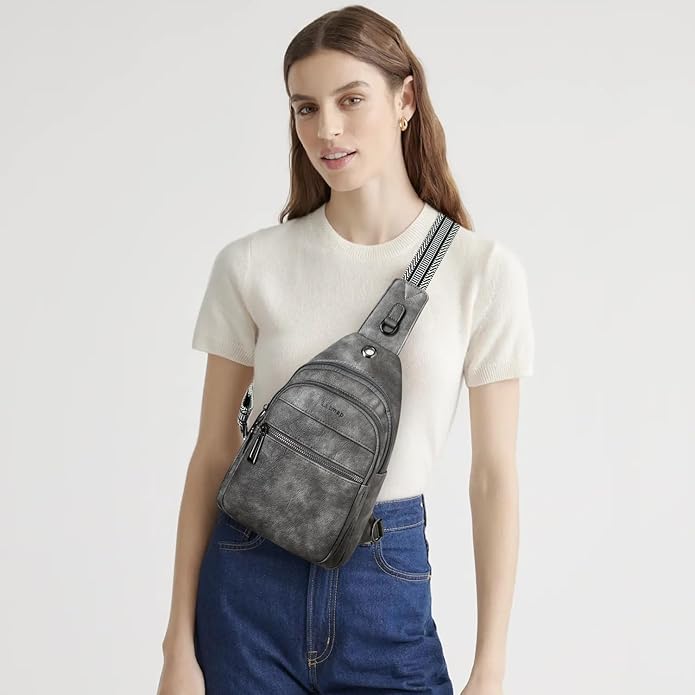 Sling Bag For Women Faux Leather Small Casual Daypack Backpack Fanny Pack Crossbody Chest Bags Purse