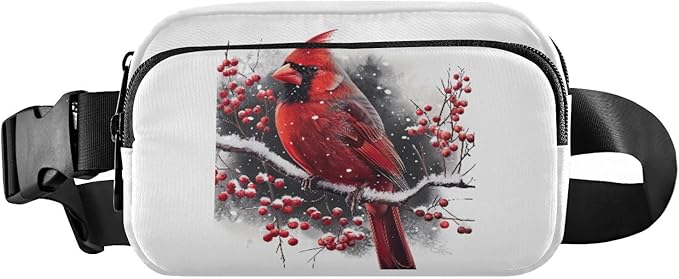 Snowflake Cardinal Berries Branches Fanny Pack for Women Men Water Resistant Fashion Waist Packs with Adjustable Strap Belt Bag for Travel Workout Jogging Hiking 21218934
