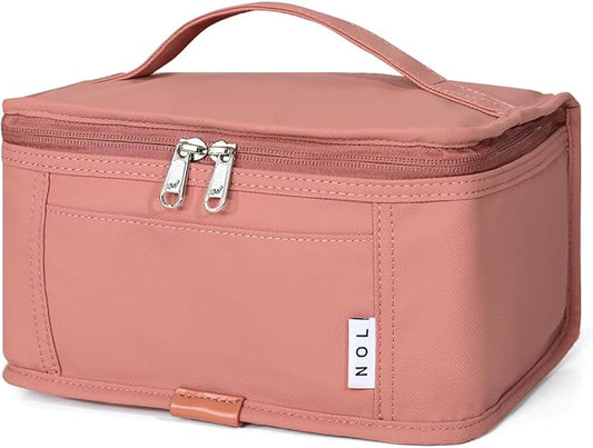 NOL Natural Organic Lifestyle Small Lunch Bag Mini Lunch Box Insulated Lunch Bag for Men/Women Leakproof Cooler Tote Bag Lightweight Nylon Waterproof Lunch Box For Work, Dark pink