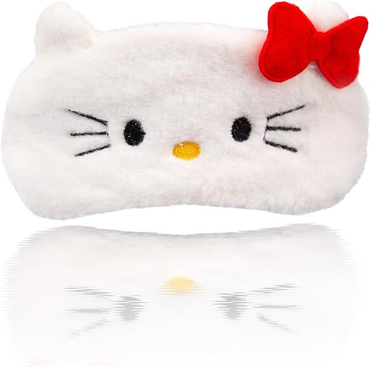Kawaii Anime Plush Sleep Eye Mask, Cute Cartoon Animal Blackout Sleeping Eye Cover for Girls Women Kids (Cat)