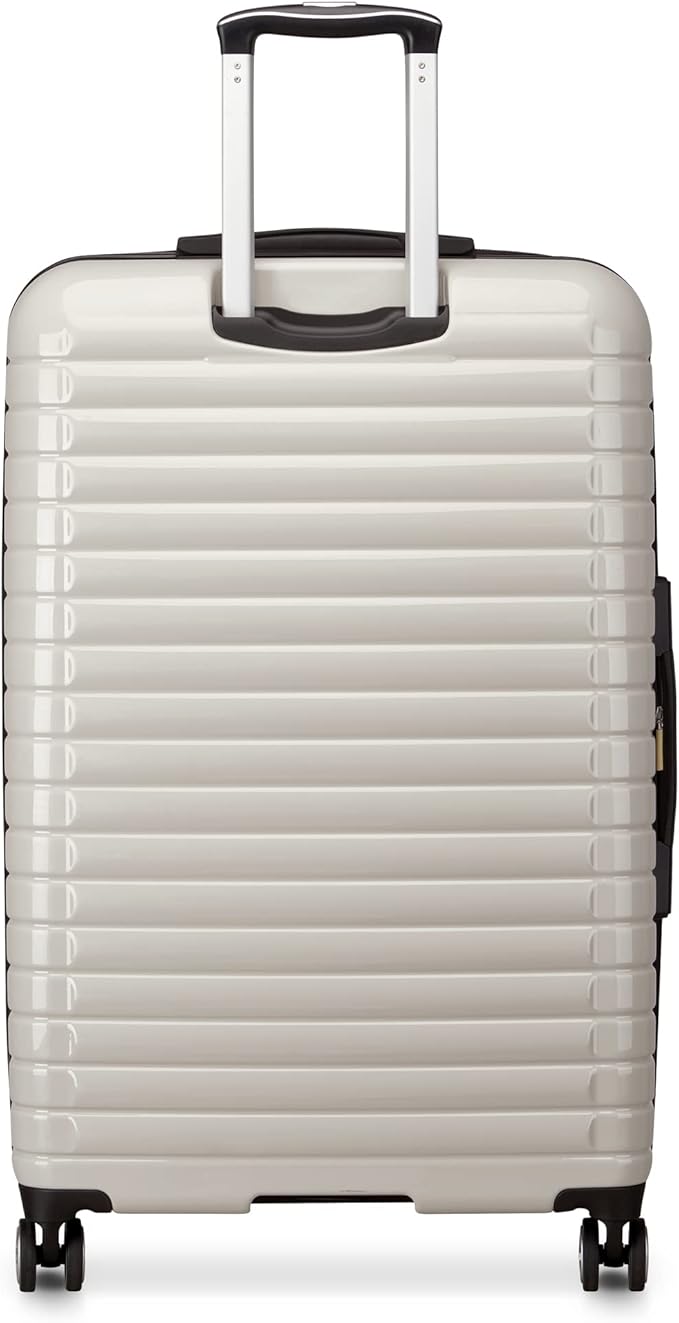 DELSEY PARIS Cruise 3.0 Hardside Expandable Luggage with Spinner Wheels, Glossy Ivory, Checked-Large 28 Inch