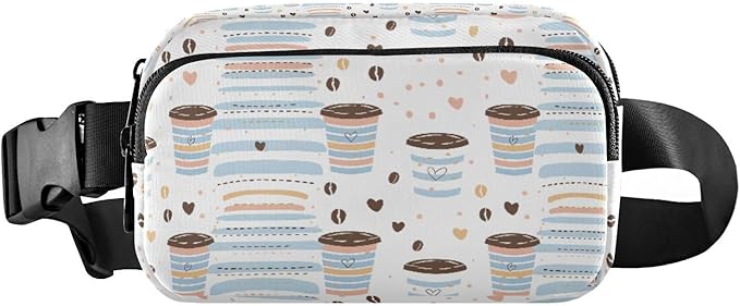 Kawaii Coffee Beans Fanny Pack for Women Men Water Resistant Fashion Waist Packs with Adjustable Strap Belt Bag for Travel Workout Jogging Hiking 21219218