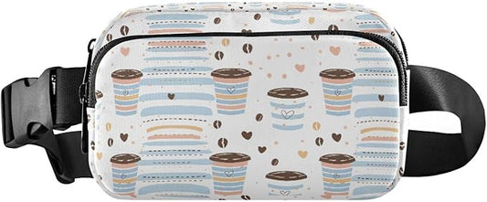 Kawaii Coffee Beans Fanny Pack for Women Men Water Resistant Fashion Waist Packs with Adjustable Strap Belt Bag for Travel Workout Jogging Hiking 21219218