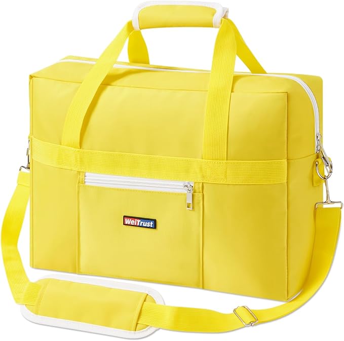 Gym Bag for Women Men, Water-Resistant Duffle Bag for Travel Sports, Lightweight Carry On Bag with Handles and Detachable Shoulder Strap (Yellow)