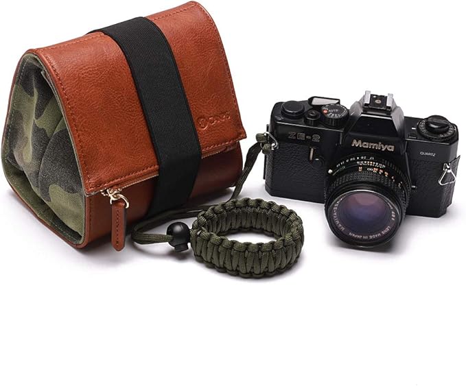 CANPIS Mirrorless Camera Case, Leather Small Camera Bag Lens Pouch, Photography Travel Bag, Outdoor Carry-on Storage Bag (not support DSLR Camera and Long Lens)