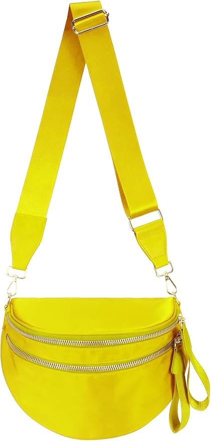 Pure Colour Crossbody Bag Bum Bag for Women,Spacious Purse Fanny Packs Belt Bag,Oversized Bum Bag (Colour Bum Bag-Yellow)