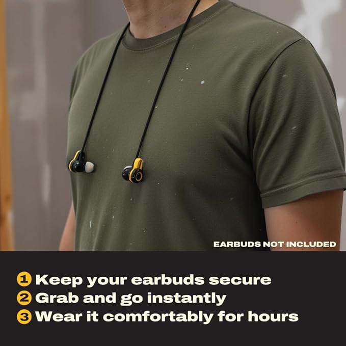 DEWALT Anti-Loss Lanyard for TWS & TWS ANC Earbuds – Durable Safety Cord for Secure Fit and Easy Access, Detachable Neck Strap Compatible with DEWALT Wireless Earbuds, Pro Accessories