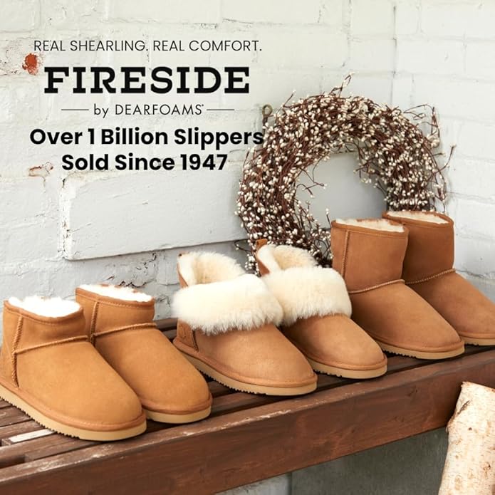 Dearfoams Women's Fireside Shearling Water Resistant Indoor/Outdoor Foldover Boot Slipper