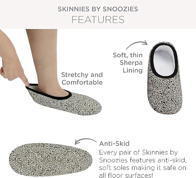 Snoozies Skinnies Wine Coffee slipper socks for Women Non-Slip Lightweight Soft Sherpa Lining- Foldable Travel (WINEBTL|X-Large)