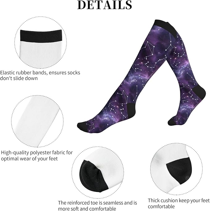 Compression Socks Knee High Circulation Support Socks For Women Men Athletic Running Work Hiking Cycling Travel