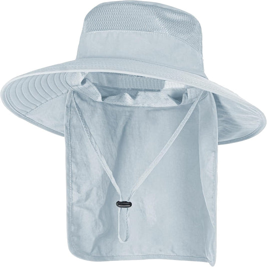 Sun Hats for Men Women Fishing Hat UPF 50+ Breathable Wide Brim Bucket Hats Summer UV Protection Safari Hat with Neck Flap