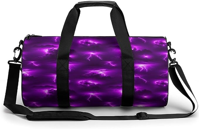 Travel Sports Lightweight Carry On Bag Purple Lightning Weekender Overnight Bag Dance Sports Gymnastics Bags for Men Women