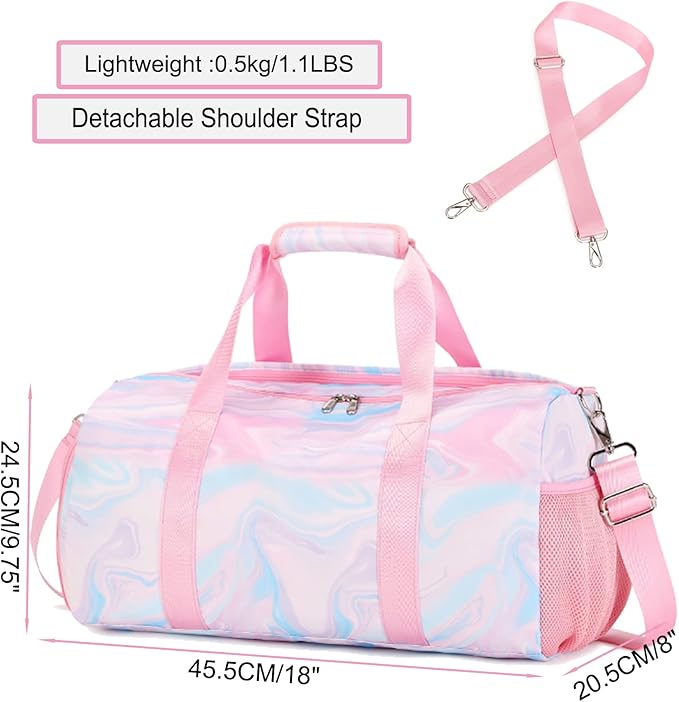 Sports Duffel for Girls Dance Bag Duffle Weekender Gym Travel Ballet Bags with Shoe Compartments