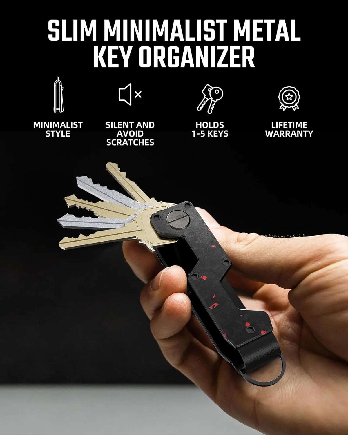 Key Organizer Compact Key Holder Metal Key Chain Minimalist key case key holder for keychain Secures 1-5 Keys