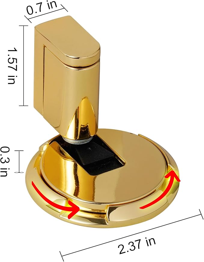 Windproof Door Stopper Indoor Heavy Duty Floor Door Stop Keep Door Open Mechanical No Drilling Door Stopper with Screws and Adhesive, 1 Pack, Bright Gold