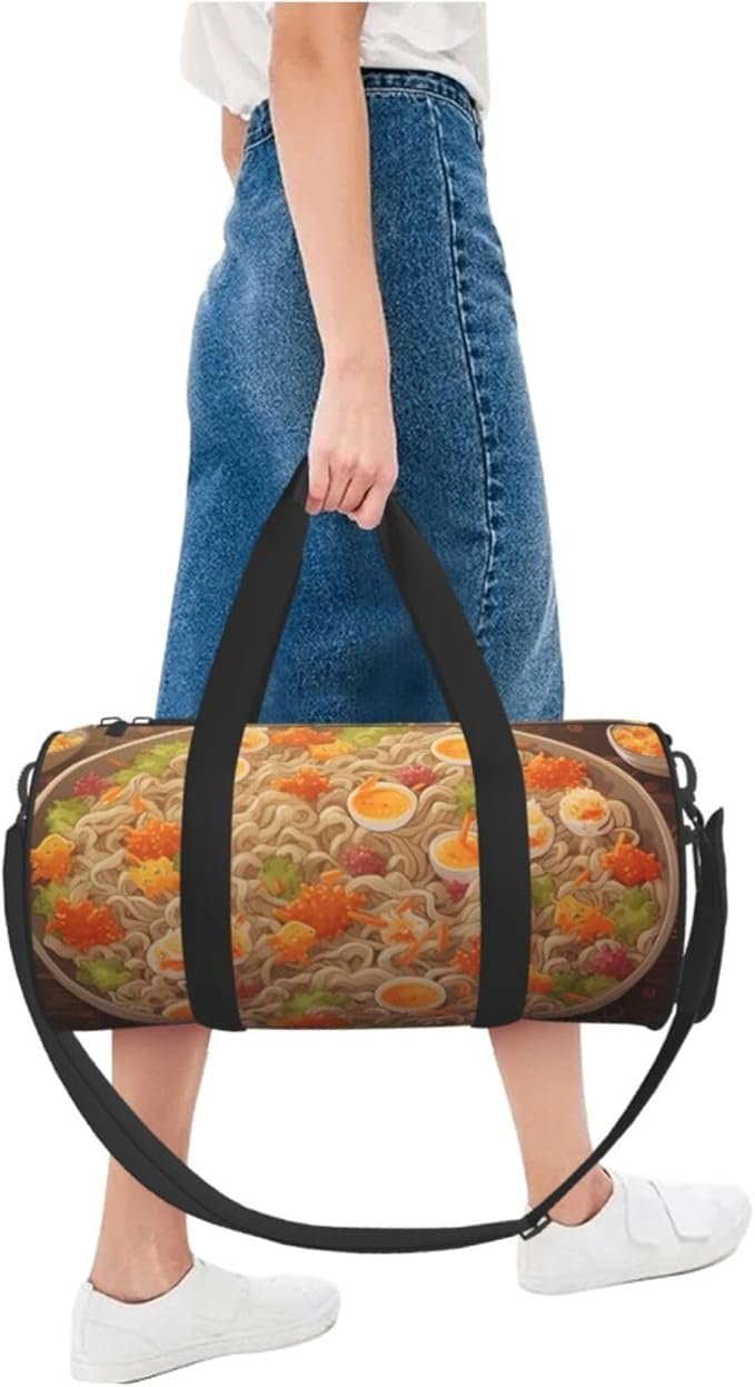 Travel Duffel Bag Lightweight Carry On Weekender Overnight Bags Egg Cup Noodle Ramen Sports Tote Gym Backpack with Adjustable Strap Hospital Bags Foldable Luggage Bag for Women Men