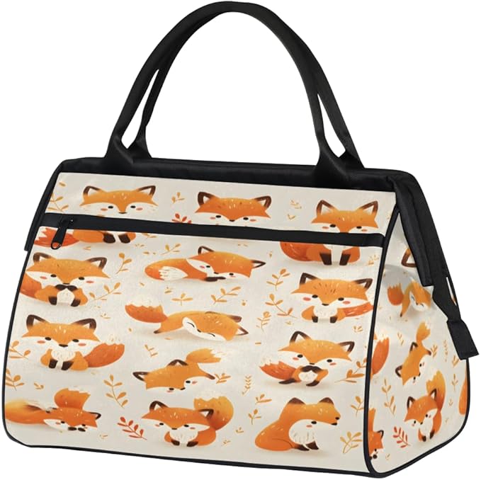 Fox Overnight Weekender Bag for Women Men Travel Duffel Bags Waterproof Luggage Carry on Sports Yoga Gym Bag