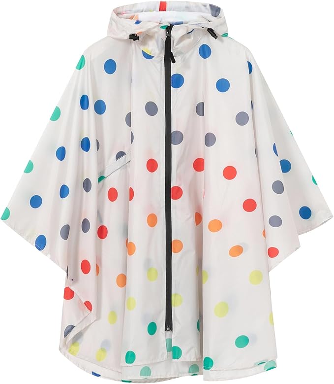 SaphiRose Lightweight Kids Rain Poncho Waterproof Jacket Zipper Up Rain Coat