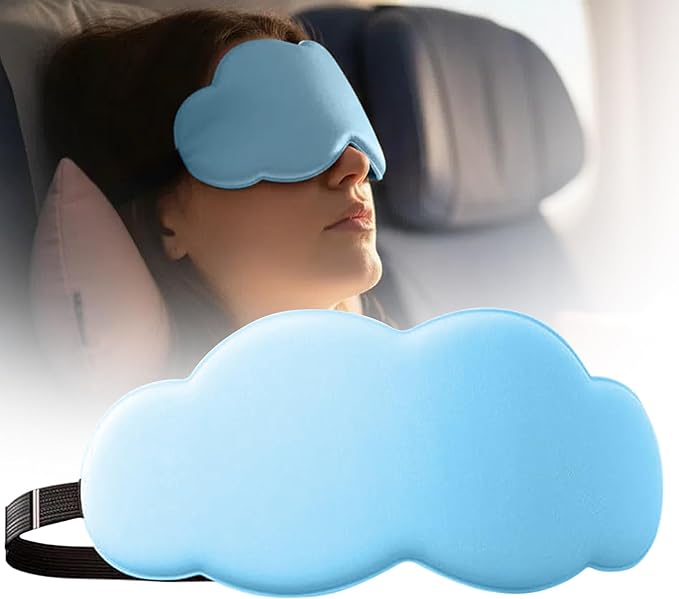Sleep Mask for Side Sleeper Men Women, Soft Zero Eye Pressure 3D Clouded Sleeping Mask, Breathable Sleep Eye Mask with Adjustable Elastic Strap for Sleep Travel Nap, Blue