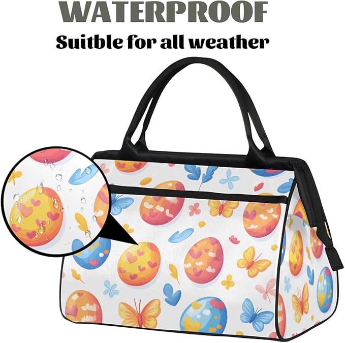 Spring Easter Eggs Overnight Weekender Bag for Women Men Travel Duffel Bags Waterproof Luggage Carry on Sports Yoga Gym Bag