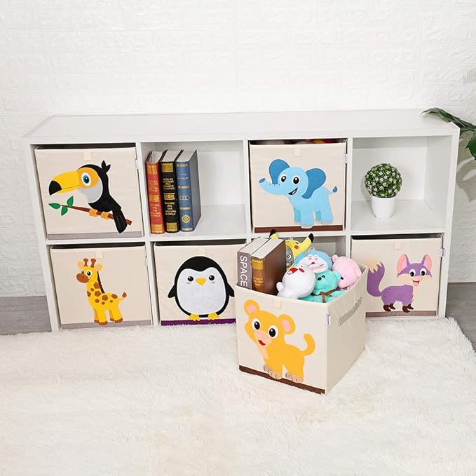 CLCROBD Foldable Animal Cube Storage Bins Fabric Toy Box/Chest/Organizer for Kids Nursery, 13 inch (Penguin)