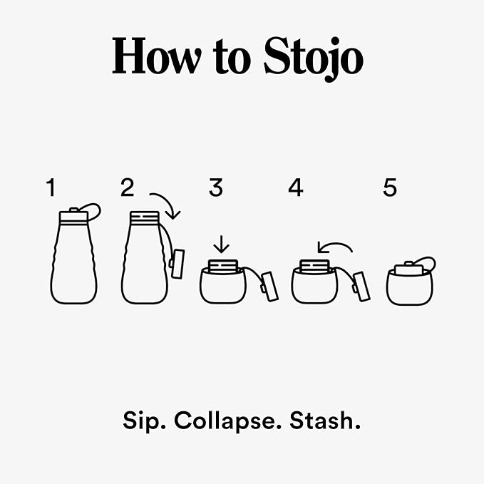 STOJO Jr Collapsible Bottle for Kids - Carnation Pink, 14oz / 400ml - Leak-Proof Reusable Silicone Travel Cup for Hot & Cold Drinks - For Home, On-The-Go Camping & Hiking - Microwave & Dishwasher Safe