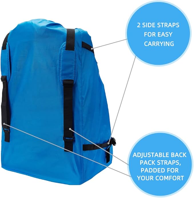 Clearworld Car Seat Travel Bag for Air Travel, Durable Gate Check Bag for Airport,Foldable Baby Stroller Travel Carry Bag, Fits Car Seats, Infant Carriers & Booster,Universal Size(Blue)