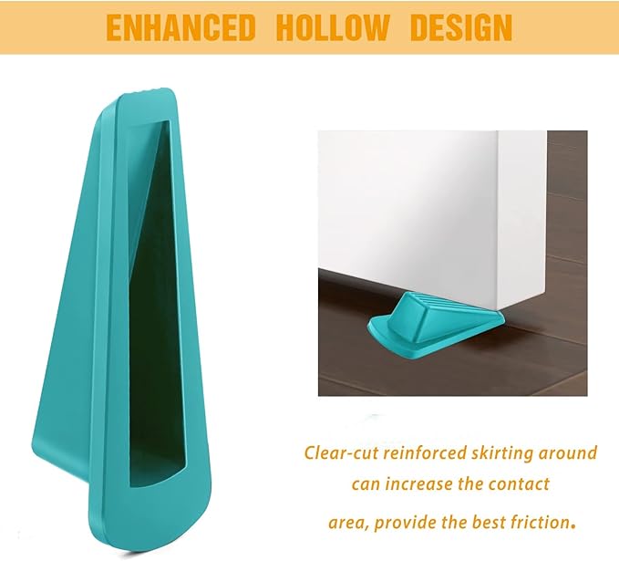 Crosize Door Stoppers for Bottom of Door, Premium Rubber Door Stops, Sturdy Door Wedge for Carpet, Tile, Concrete, Wood, Door Holder for Heavy Duty Door,Blue