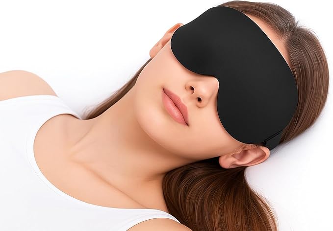 3D Comfortable Sleep Mask, Black, Ultra Soft Light Blocking Eye Cover for Men and Women, Eyelash Friendly Design