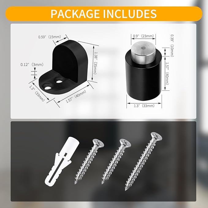 Door Stoppers – Robust Magnetic Door Stopper and Holder for Enhanced Door Security, Fit for Doors Under 2.5 inches – Anti-Rust Stainless Steel Door Stops (1, Black 1PCS)