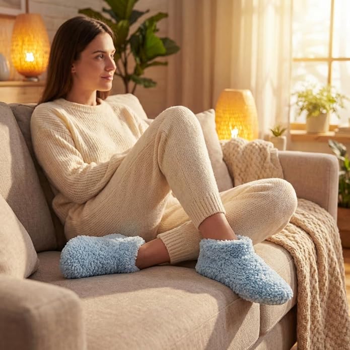 Cozylook Fuzzy Slippers for Women Indoor, Warm Bedroom Slip On Shoes, Winter Fluffy House Socks with Grippers, Cozy Christmas Gifts Unique
