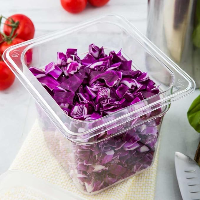 Restaurantware-6 Inch Deep Food Pans, 10 1/6 Size Commercial Food Storage Container - Freezable, Break-Resistant, Clear Plastic Cold Pans, Dishwashable, For Kitchens, Restaurants, Or Cafeterias
