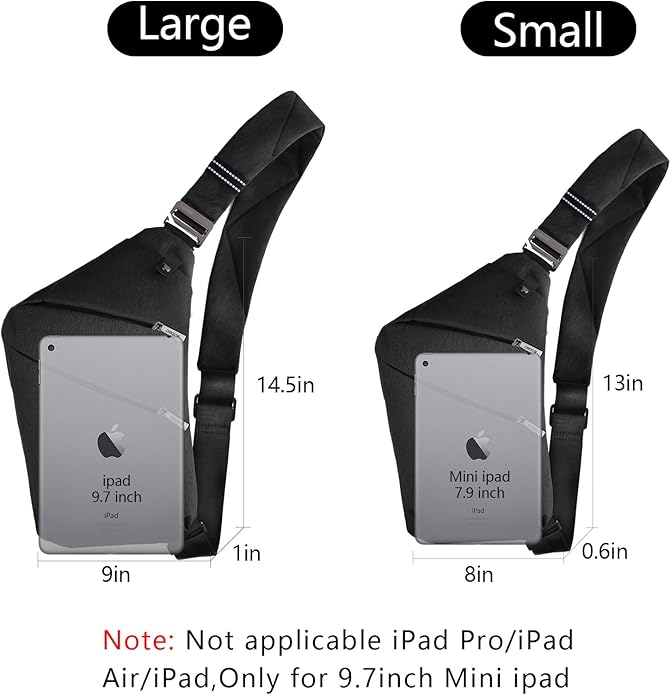Crossbody Sling Bag, Water-Resistant Anti Theft Chest Pack, Minimalist Commuter Daypack for Travel Hiking Work