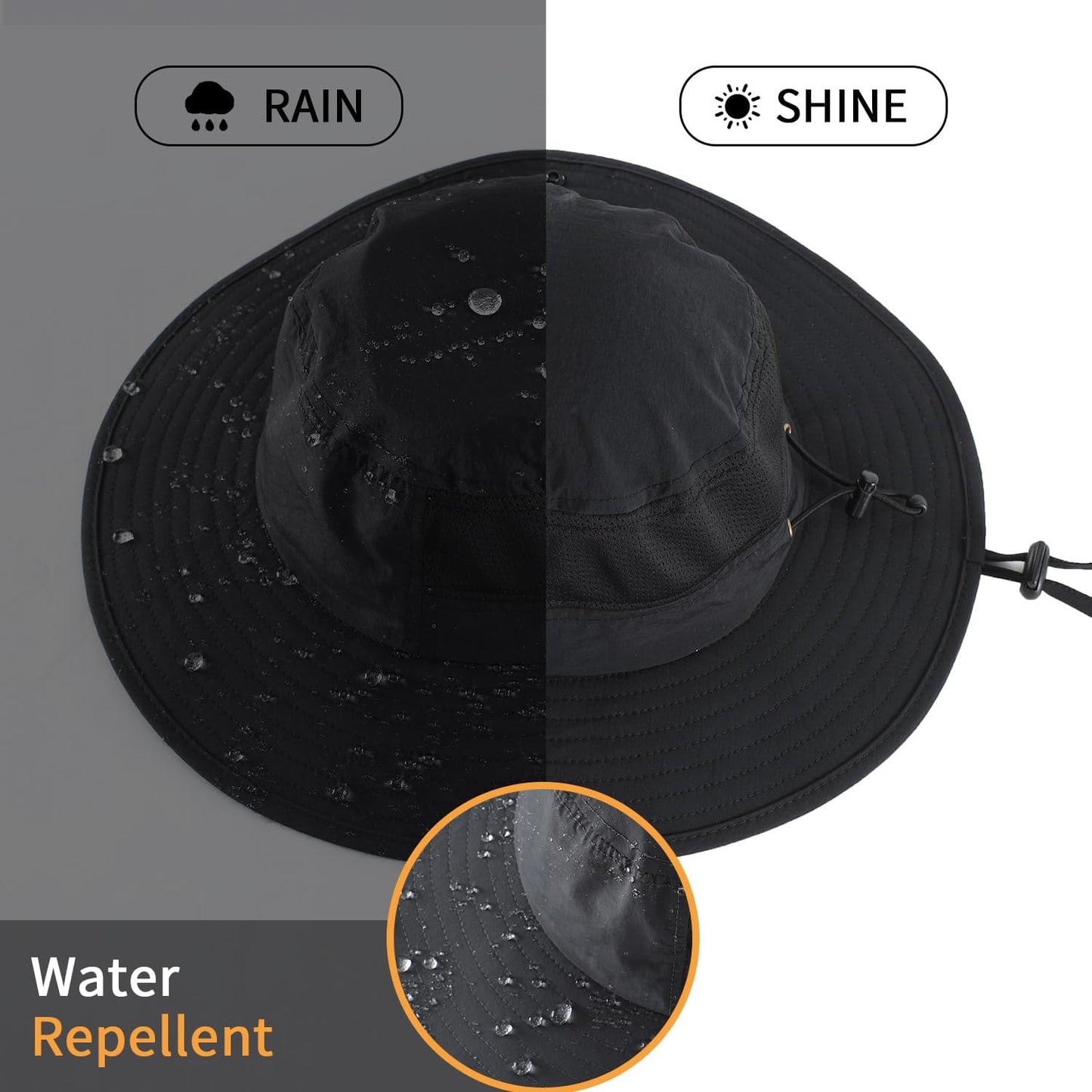 Home Prefer UPF50+ Mens Sun Hat Wide Brim Womens UV Protection Beach Bucket Hat for Fishing Hiking Snap Up Cowboy Hat