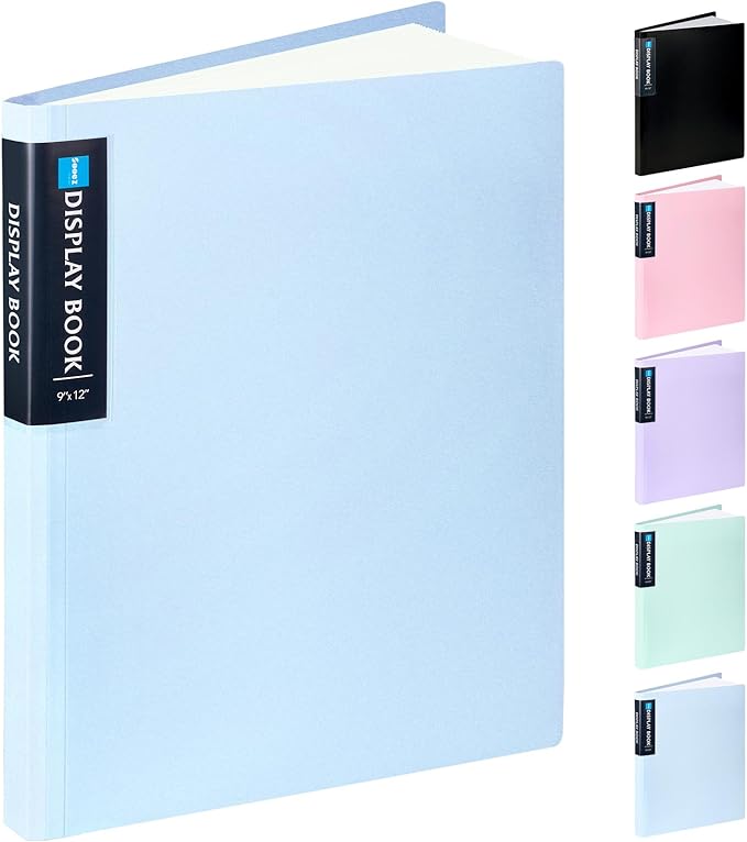 Sooez Art Portfolios 9"x12", 40 Pockets Large Portfolio Folder Display 80 Pages, Heavy Duty Art Portfolio Folder with Clear Sheet Protectors, Presentation Book for Artwork Document Organizer Binder