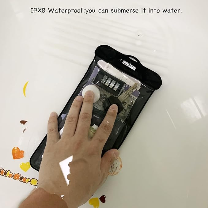 Waterproof Boarding Pass Bag Passport Holder Travel Organizer Wallet Waterproof Pouch Dry Case for Phone Car Key Fob Walkie Talkie Credit Vaccine Card Cash ID(Black)