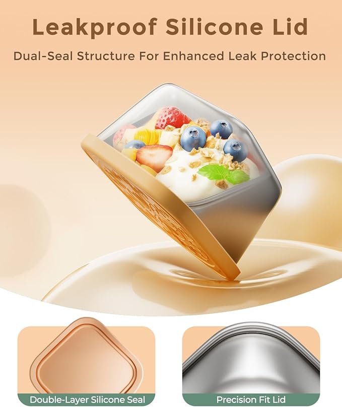 3 Pack 6oz Stainless Steel Snack Containers and 3 Pack 2oz Salad Dressing To Go Containers with Silicone Lids, Reusable Square Meal Prep Condiment Sauce Containers Lunch Box Accessories
