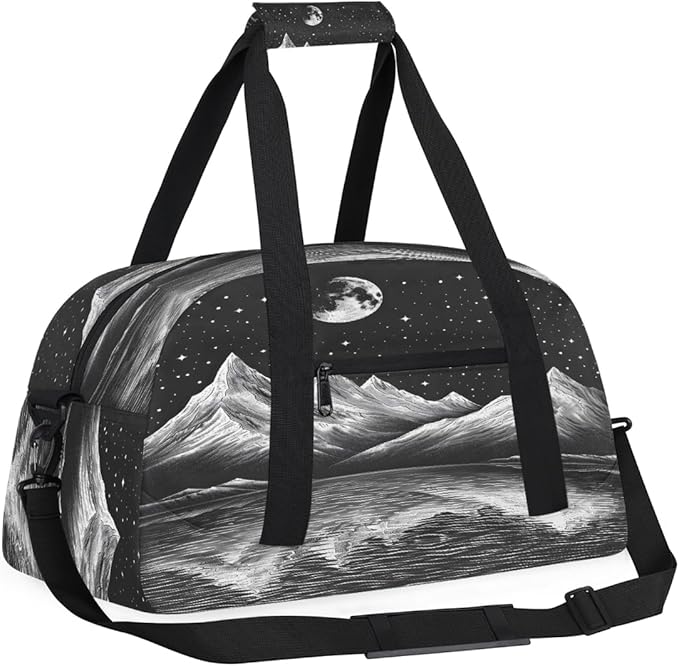 Travel Duffle Bag for travel duffle bag sports Girls Boys Kids Mountain Peak Moon Lscape Lightweight Overnight Sleepover Weekender Bags Small Dance Gym Sport Bag Teens Carry-On Size Workout Bag